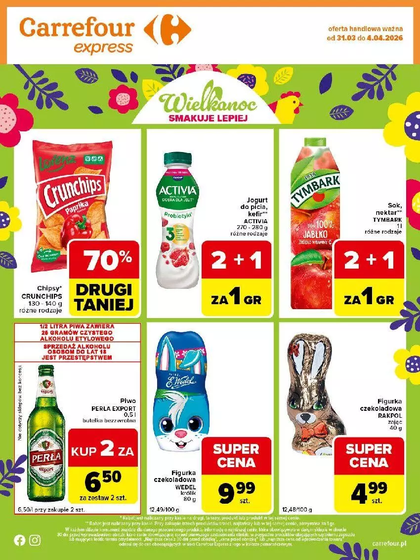 Gazetka promocyjna Carrefour - Gazetka Express - ważna 31.03 do 04.04.2026 - strona 2 - produkty: Activia, Gra, Kefir, Królik, Nektar, Piwo