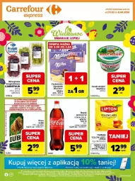 Gazetka promocyjna Carrefour - Gazetka Express - Gazetka - ważna od 04.04 do 04.04.2026 - strona 1 - produkty: Piwa, Serek wiejski, Ser, Gra, Piątnica, Coca-Cola, Serek, Winogrona, Czekolada, Fanta, Wino, Sprite, Napój, Milka, Miecz, Fa