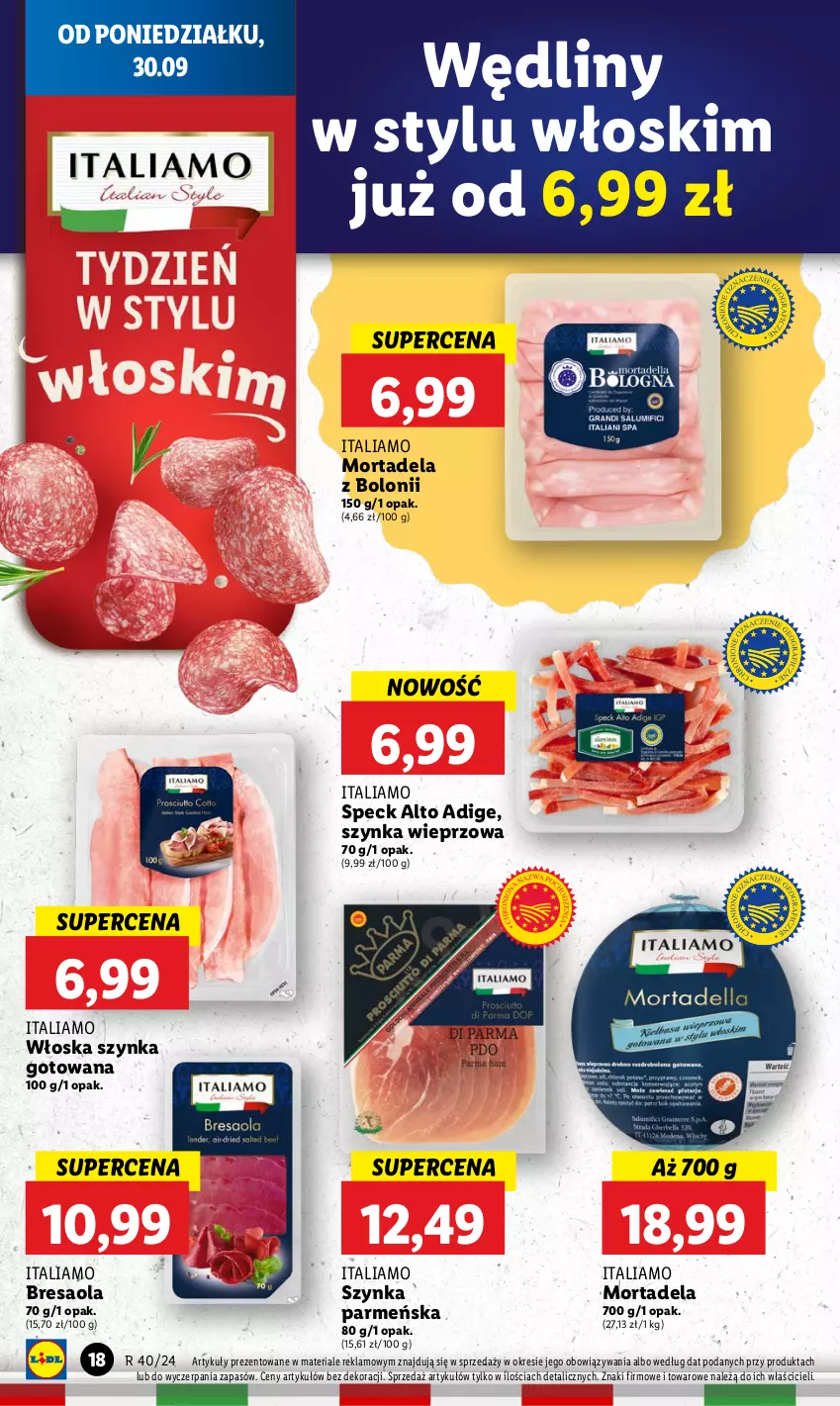 Gazetka promocyjna Lidl - GAZETKA - ważna 30.09 do 02.10.2024 - strona 22 - produkty: Bresaola, Szynka, Szynka wieprzowa