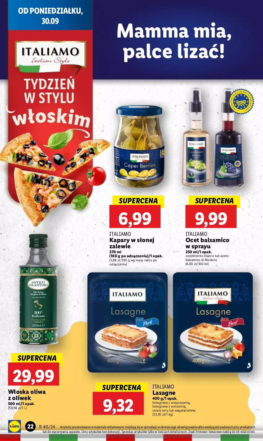 Gazetka promocyjna Lidl - GAZETKA - ważna 30.09 do 02.10.2024 - strona 26 - produkty: Kapary, Lasagne, Ocet, Oliwa, Oliwa z oliwek, Ser