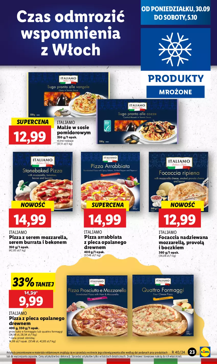 Gazetka promocyjna Lidl - GAZETKA - ważna 30.09 do 02.10.2024 - strona 27 - produkty: Beko, Burrata, Focaccia, Maggi, Małże, Mozzarella, Piec, Pizza, Produkty mrożone, Prosciutto, Ser, Sos