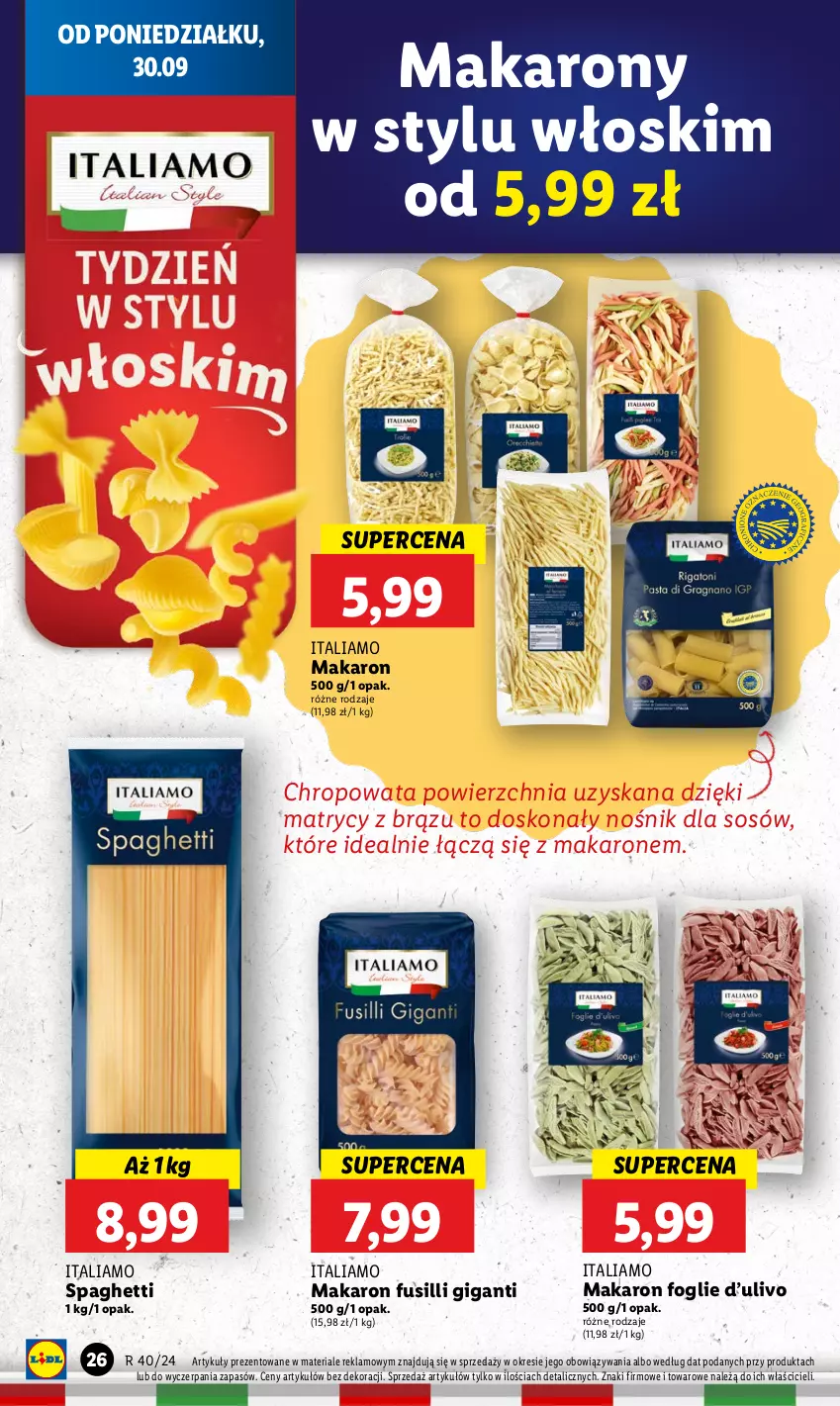 Gazetka promocyjna Lidl - GAZETKA - ważna 30.09 do 02.10.2024 - strona 30 - produkty: Makaron, Sos, Spaghetti