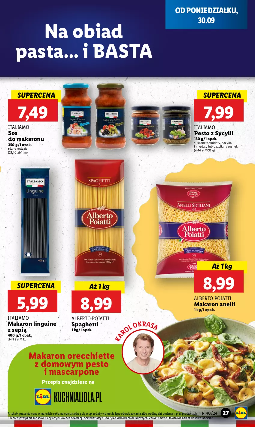 Gazetka promocyjna Lidl - GAZETKA - ważna 30.09 do 02.10.2024 - strona 31 - produkty: Bazyl, Bazylia, Czosnek, Makaron, Mascarpone, Migdały, Pesto, Pomidory, Sos, Sos do makaronu, Spaghetti, Suszone pomidory