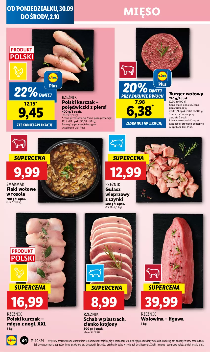 Gazetka promocyjna Lidl - GAZETKA - ważna 30.09 do 02.10.2024 - strona 38 - produkty: Burger, Flaki, Flaki wołowe, Kurczak, Mięso, Wołowina