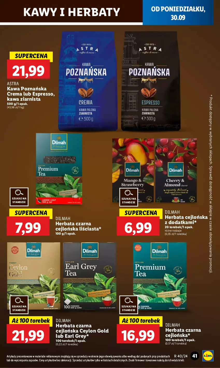 Gazetka promocyjna Lidl - GAZETKA - ważna 30.09 do 02.10.2024 - strona 47 - produkty: Dilmah, Earl Grey, Herbata, Herbata czarna, Kawa, Kawa ziarnista, Torebka