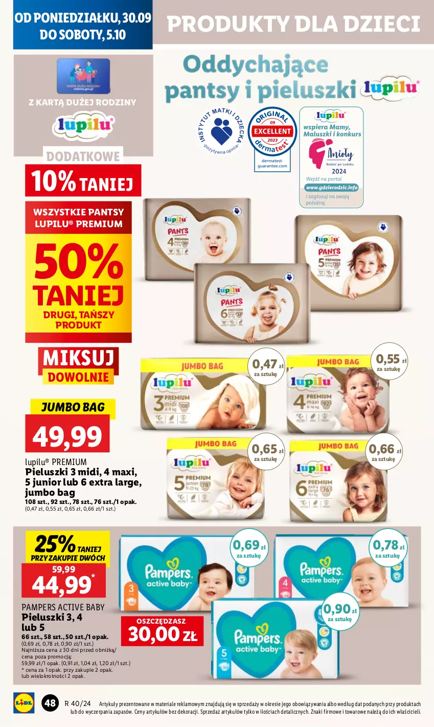 Gazetka promocyjna Lidl - GAZETKA - ważna 30.09 do 02.10.2024 - strona 54 - produkty: Dzieci, O Bag, Pampers