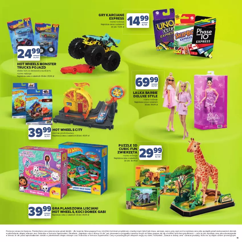 Gazetka promocyjna Stokrotka - Katalog Dzień Matki i Dziecka! - ważna 21.05 do 01.06.2026 - strona 11 - produkty: Barbie, BIC, Gra, Gry, Hot Wheels, Koc, Lalka, Mięso, Monster truck, Owoce, Pojazd, Puzzle, Warzywa, Zwierzęta