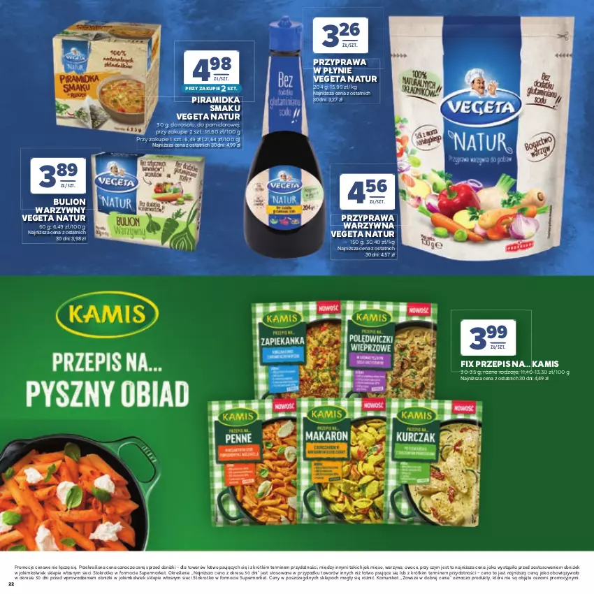 Gazetka promocyjna Stokrotka - Katalog Dzień Matki i Dziecka! - ważna 21.05 do 01.06.2026 - strona 22 - produkty: Bulion, Kamis, Lion, Mięso, Owoce, Piramidka smaku, Przyprawa w płynie, Vegeta, Vegeta Natur, Warzywa