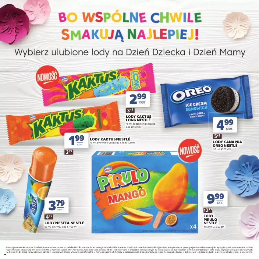 Gazetka promocyjna Stokrotka - Katalog Dzień Matki i Dziecka! - ważna 21.05 do 01.06.2026 - strona 28 - produkty: Kaktus, Lody, Mięso, Nestea, Nestlé, Oreo, Owoce, Warzywa