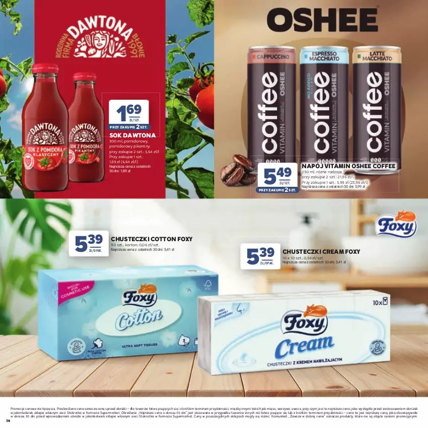 Gazetka promocyjna Stokrotka - Katalog Dzień Matki i Dziecka! - ważna 21.05 do 01.06.2026 - strona 38 - produkty: Chusteczki, Dawtona, Foxy, Mięso, Napój, Oshee, Owoce, Sok, Warzywa