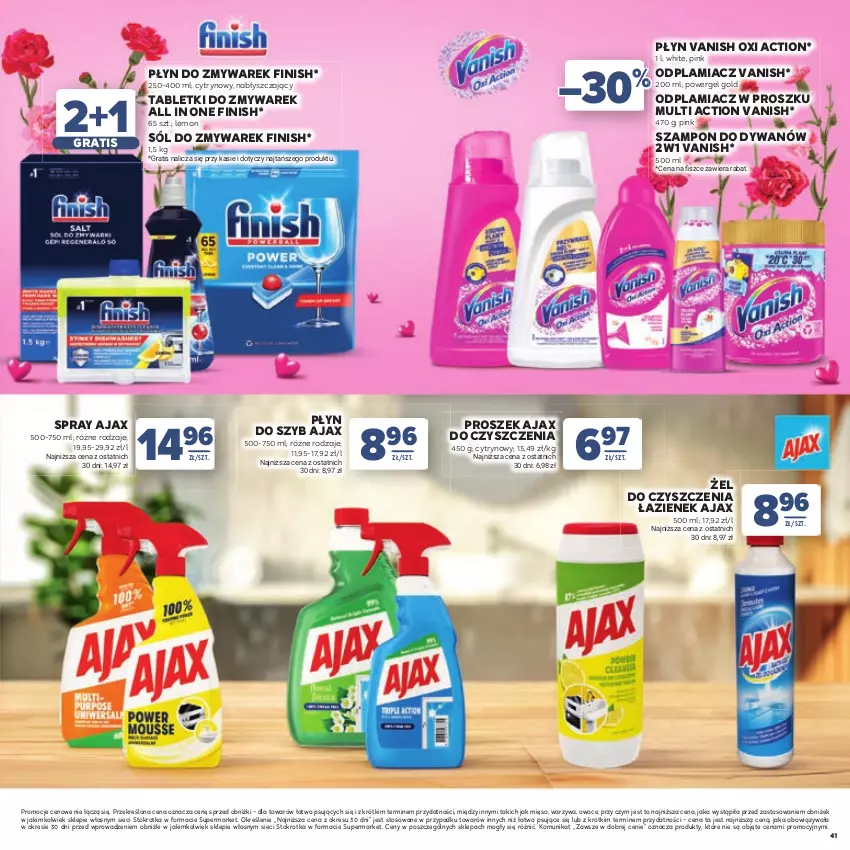 Gazetka promocyjna Stokrotka - Katalog Dzień Matki i Dziecka! - ważna 21.05 do 01.06.2026 - strona 41 - produkty: Ajax, Dywan, Finish, Gra, Mięso, Odplamiacz, Owoce, Płyn do szyb, Sól, Szampon, Tablet, Vanish, Warzywa