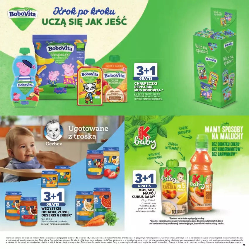 Gazetka promocyjna Stokrotka - Katalog Dzień Matki i Dziecka! - ważna 21.05 do 01.06.2026 - strona 45 - produkty: BoboVita, Deser, Gerber, Gra, Kubuś, Mięso, Mus, Napój, Owoce, Ser, Sok, Warzywa