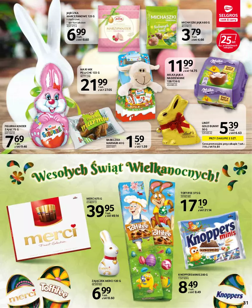 Gazetka promocyjna Selgros - Oferta spożywcza - ważna 07.04 do 16.04.2022 - strona 31 - produkty: Kinder, Knoppers, Lindt, Merci, Milka, Toffifee