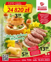 Gazetka promocyjna Selgros - Oferta spożywcza - Gazetka - ważna od 16.04 do 16.04.2022 - strona 1 - produkty: Ser, Gin, Cień, Tran, Kiełbasa biała, Chleb, Kiełbasa, LG, Fa