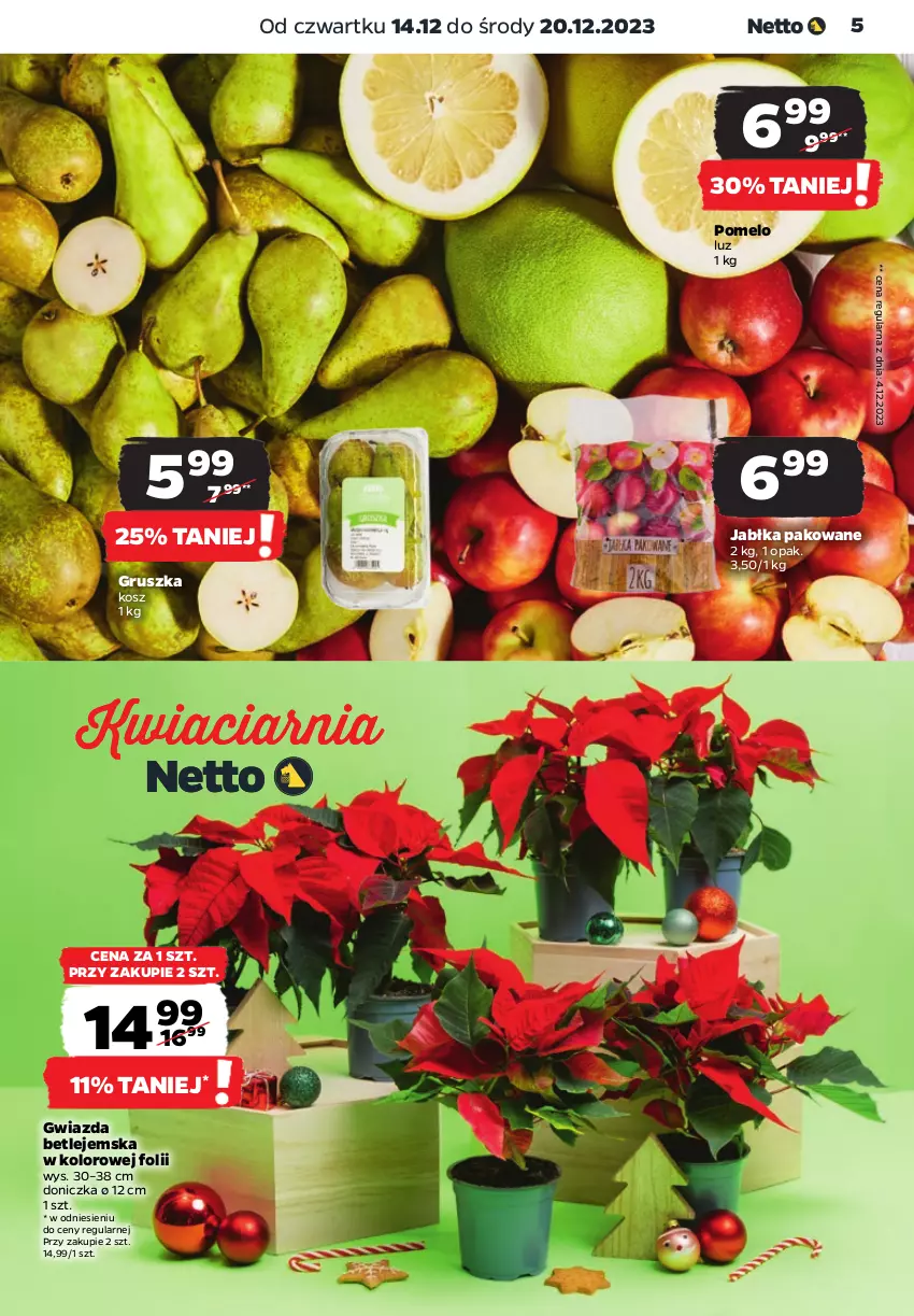 Gazetka promocyjna Netto - Artykuły spożywcze - ważna 14.12 do 20.12.2023 - strona 5 - produkty: Gwiazda, Jabłka, Kosz, Pomelo