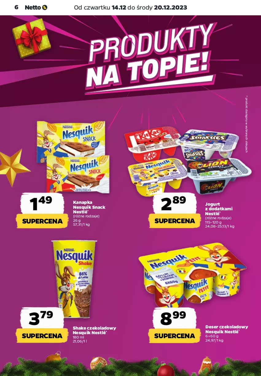 Gazetka promocyjna Netto - Artykuły spożywcze - ważna 14.12 do 20.12.2023 - strona 6 - produkty: Deser, Jogurt, Nesquik, Nestlé, Ser