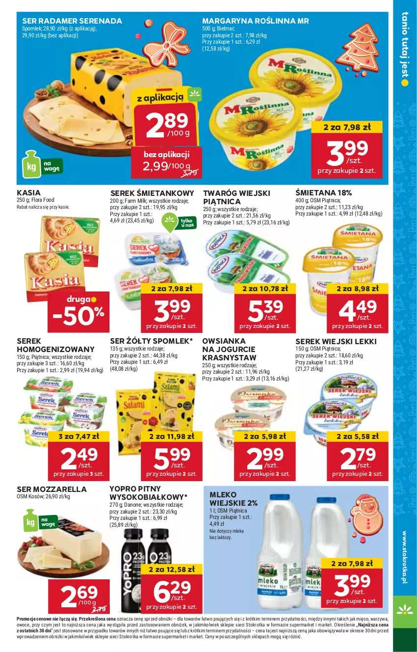 Gazetka promocyjna Stokrotka - Market - ważna 28.11 do 04.12.2024 - strona 15 - produkty: HP, Kasia, Margaryna, Mleko, Mozzarella, Owsianka, Piątnica, Radamer, Ser, Serek, Serek homogenizowany, Serek wiejski, Sok, Twaróg