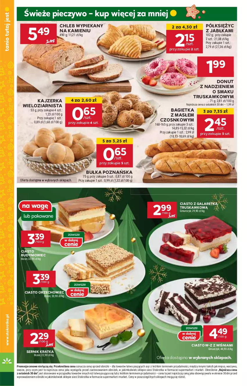 Gazetka promocyjna Stokrotka - Market - ważna 28.11 do 04.12.2024 - strona 4 - produkty: Bagietka, Bułka, Chleb, Ciasto z galaretką, Donut, Gala, HP, Jabłka, Kajzerka, Piec, Pieczywo, Ser