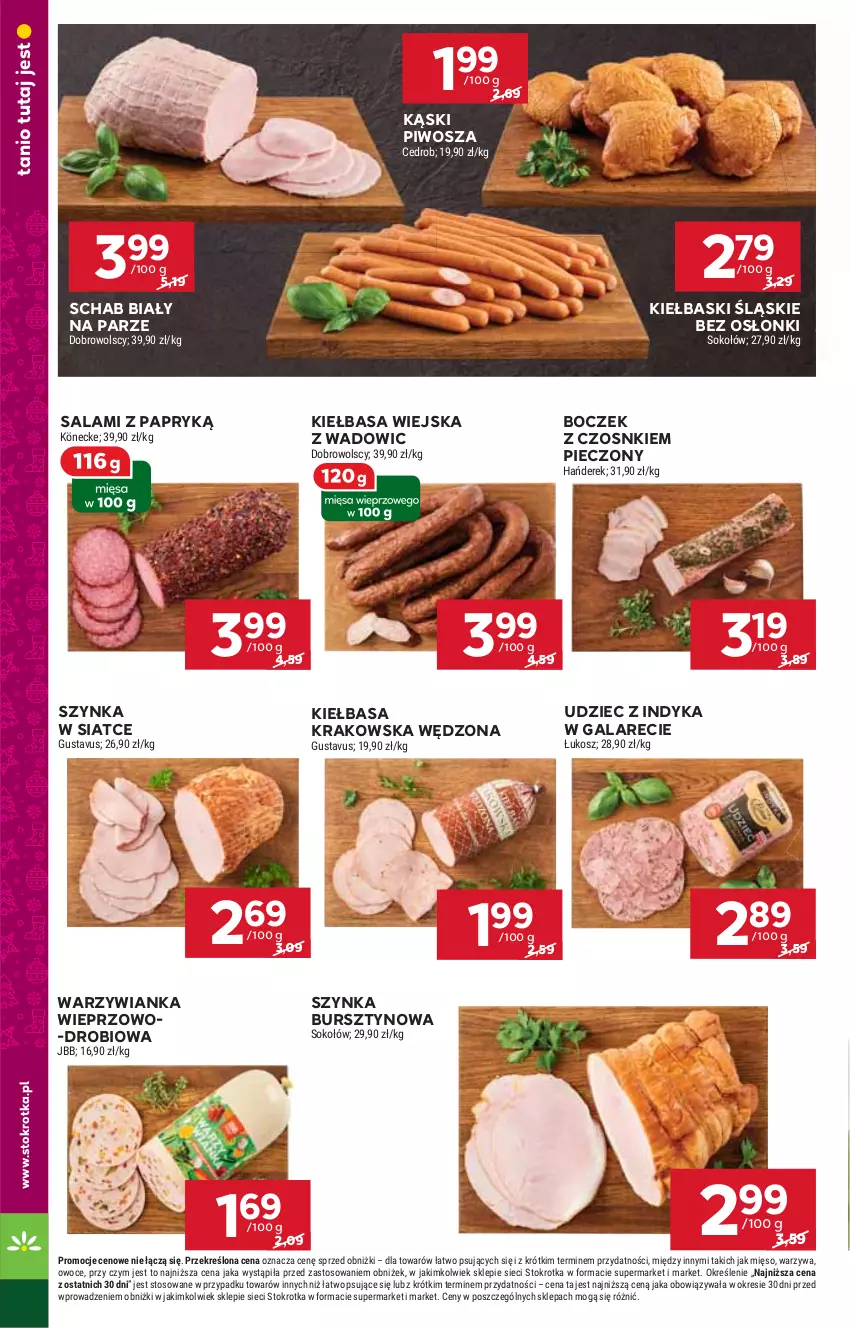 Gazetka promocyjna Stokrotka - Market - ważna 28.11 do 04.12.2024 - strona 8 - produkty: Boczek, Bursztyn, Gala, HP, Kiełbasa, Kiełbasa krakowska, Kiełbasa wiejska, Kiełbaski śląskie, Piec, Piwo, Salami, Salami z papryką, Sos, Szynka, Udziec z indyka, Udziec z indyka w galarecie