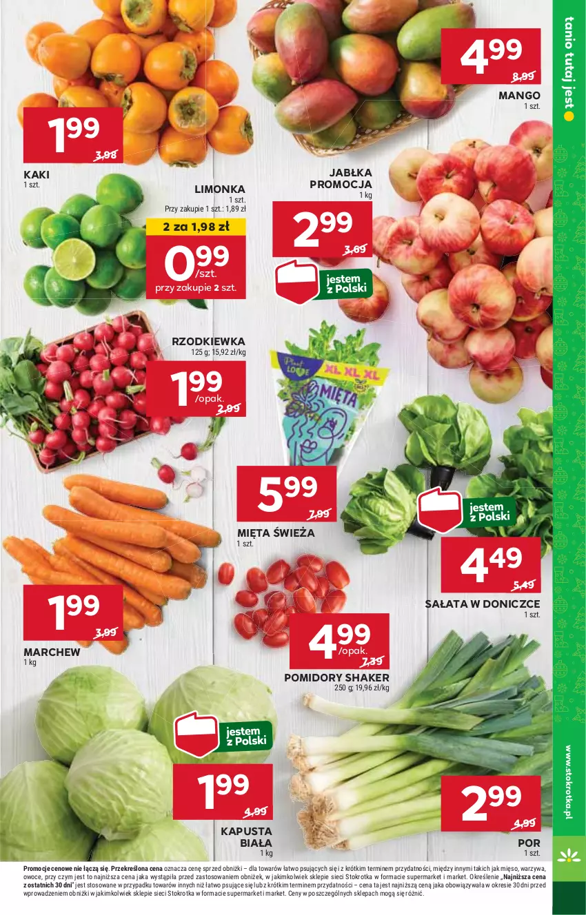 Gazetka promocyjna Stokrotka - Market - ważna 28.11 do 04.12.2024 - strona 9 - produkty: HP, Jabłka, Kaki, Limonka, Mango, Mięta, Pomidory, Por, Rzodkiewka, Sałat