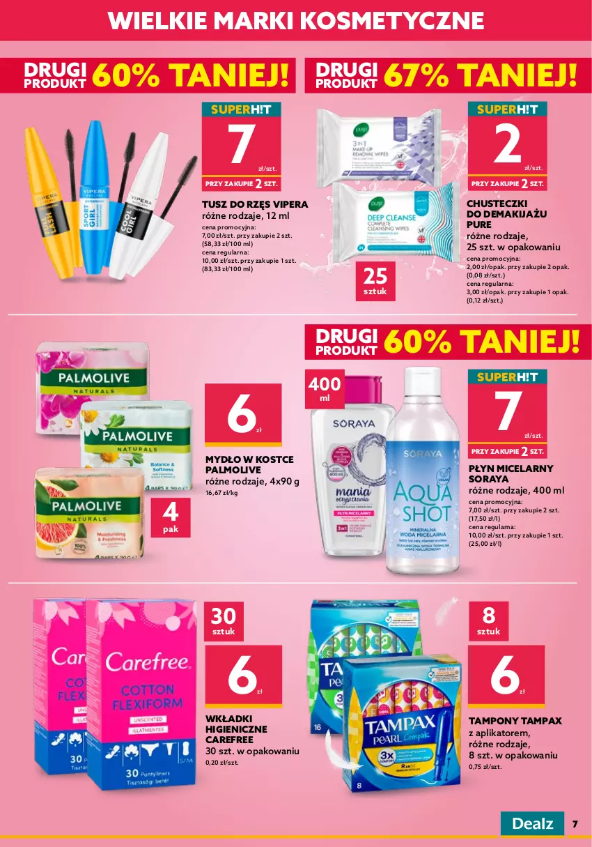 Gazetka promocyjna Dealz - NOWA GAZETKAWielkie Marki Mini Ceny - ważna 09.03 do 22.03.2022 - strona 7 - produkty: Antyperspirant, Carefree, Chusteczki, Colgate, LG, Luksja, Makijaż, Mydło, Nivea, Odżywka, Olej, Palmolive, Pasta do zębów, Pax, Płyn micelarny, Pur, Suchy szampon, Szampon, Tampax, Tampony, Tusz, Wkładki