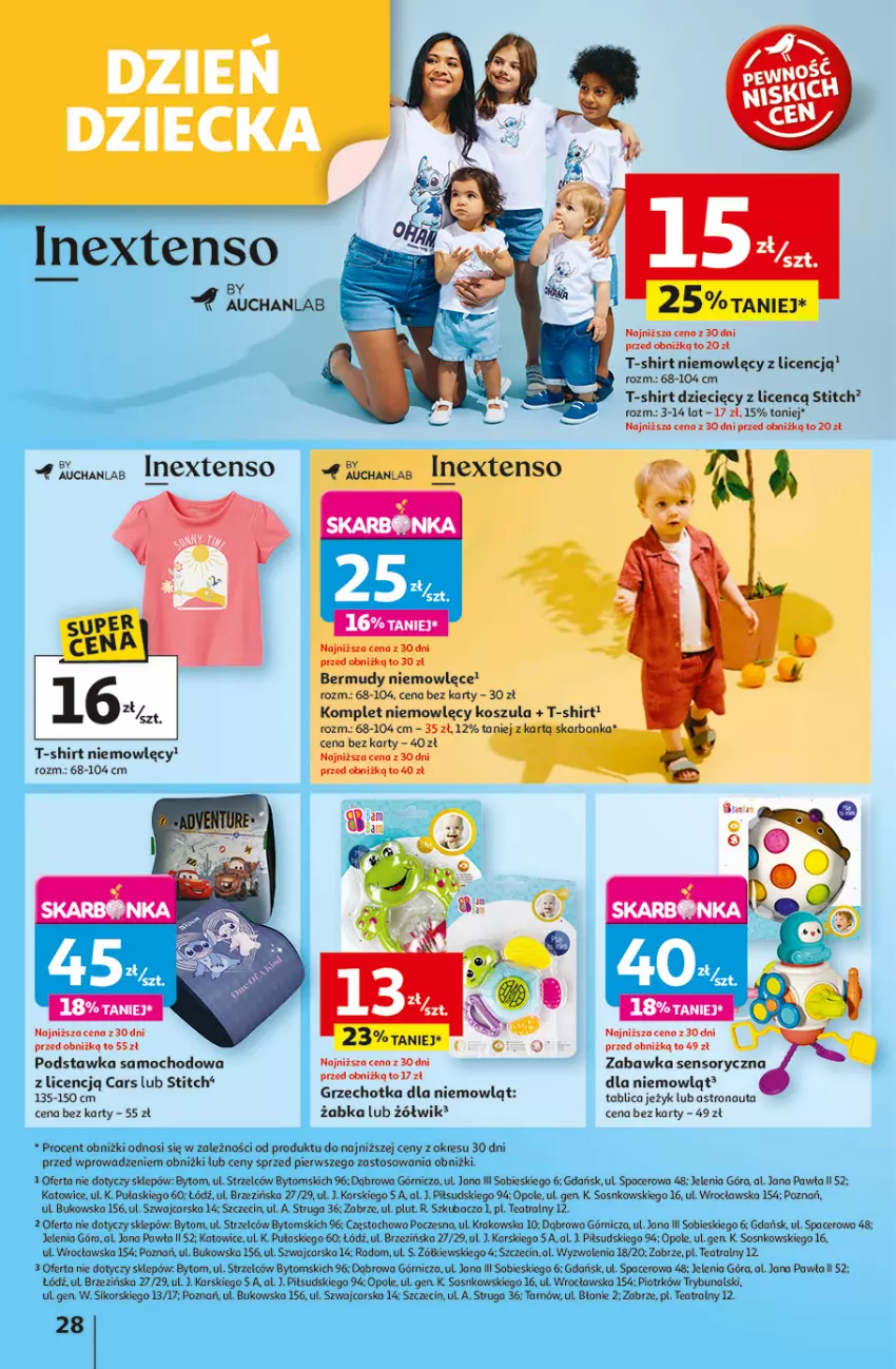 Gazetka promocyjna Auchan - Uśmiech mamy? Zaplanowany! Hipermarket - ważna 22.05 do 28.05.2025 - strona 28 - produkty: Acer, Bermudy, Cars, Dzieci, Kosz, Koszula, Podstawka samochodowa, Sos, T-shirt, Zabawka