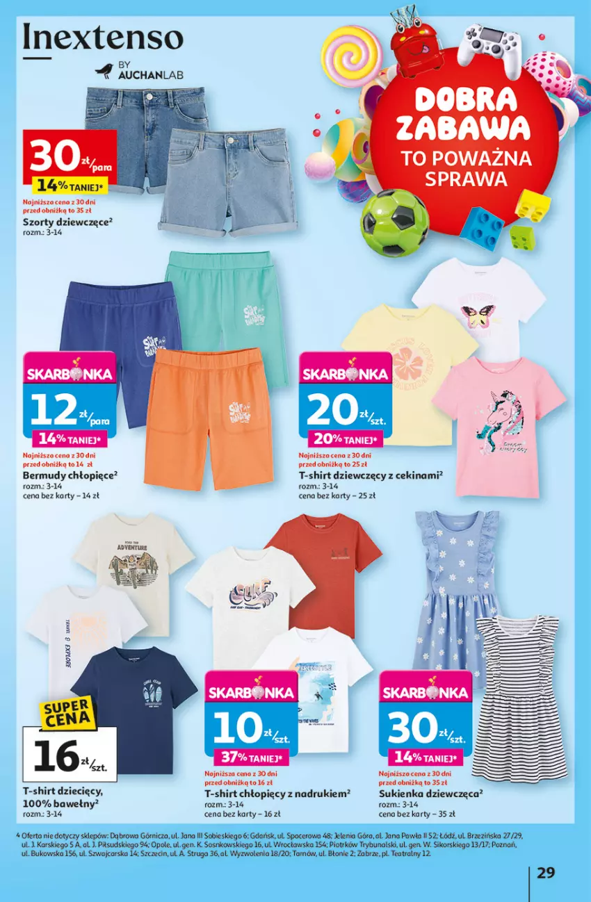 Gazetka promocyjna Auchan - Uśmiech mamy? Zaplanowany! Hipermarket - ważna 22.05 do 28.05.2025 - strona 29 - produkty: Bermudy, Cars, Dzieci, Sos, Sukienka, Szorty, T-shirt