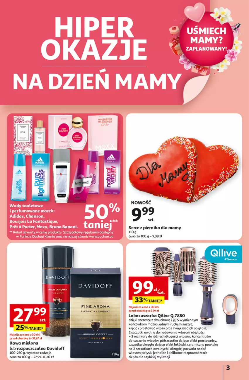 Gazetka promocyjna Auchan - Uśmiech mamy? Zaplanowany! Hipermarket - ważna 22.05 do 28.05.2025 - strona 3 - produkty: Davidoff, Fa, Gra, Kawa, Kawa mielona, Piernik, Ser, Suszarka, Szczotka