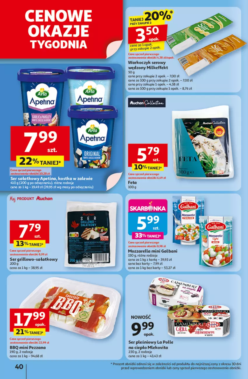 Gazetka promocyjna Auchan - Uśmiech mamy? Zaplanowany! Hipermarket - ważna 22.05 do 28.05.2025 - strona 42 - produkty: Feta, Galbani, Grill, Koc, Mleko, Mlekovita, Mozzarella, Sałat, Ser, Ser pleśniowy