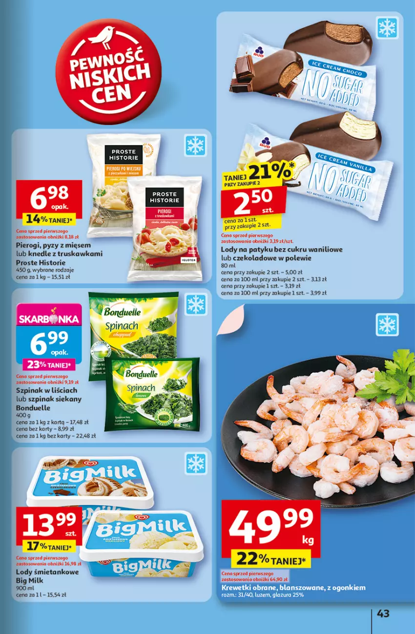 Gazetka promocyjna Auchan - Uśmiech mamy? Zaplanowany! Hipermarket - ważna 22.05 do 28.05.2025 - strona 45 - produkty: Bonduelle, Fa, Knedle, Lazur, Lody, Pierogi, Szpinak