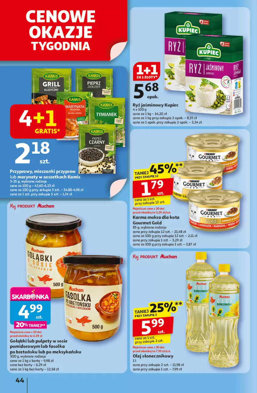 Gazetka promocyjna Auchan - Uśmiech mamy? Zaplanowany! Hipermarket - ważna 22.05 do 28.05.2025 - strona 46 - produkty: Fa, Gourmet Gold, Kupiec, Olej, Olej słonecznikowy, Piec, Pieprz, Pulpety, Ryż, Sos