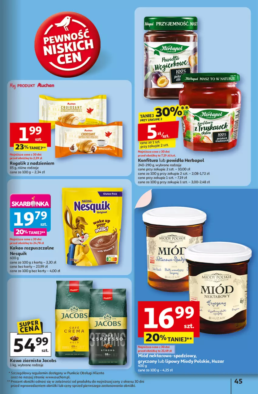 Gazetka promocyjna Auchan - Uśmiech mamy? Zaplanowany! Hipermarket - ważna 22.05 do 28.05.2025 - strona 47 - produkty: Herbapol, Jacobs, Kakao, Kawa, Kawa ziarnista, Konfitura, Nektar, Nesquik, Rogal