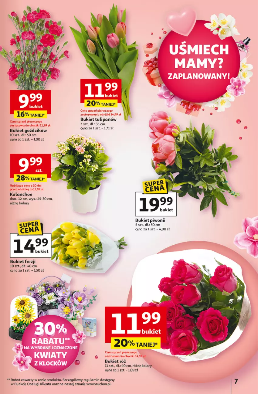 Gazetka promocyjna Auchan - Uśmiech mamy? Zaplanowany! Hipermarket - ważna 22.05 do 28.05.2025 - strona 7 - produkty: Bukiet, Kalanchoe, Tulipan