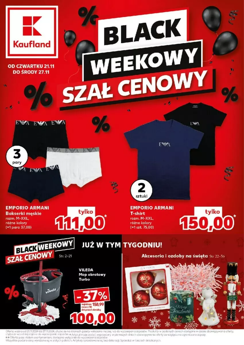 Gazetka promocyjna Kaufland - ważna 21.11 do 27.11.2024 - strona 1 - produkty: Bokserki, Lack, Por, Ser, T-shirt, Vileda