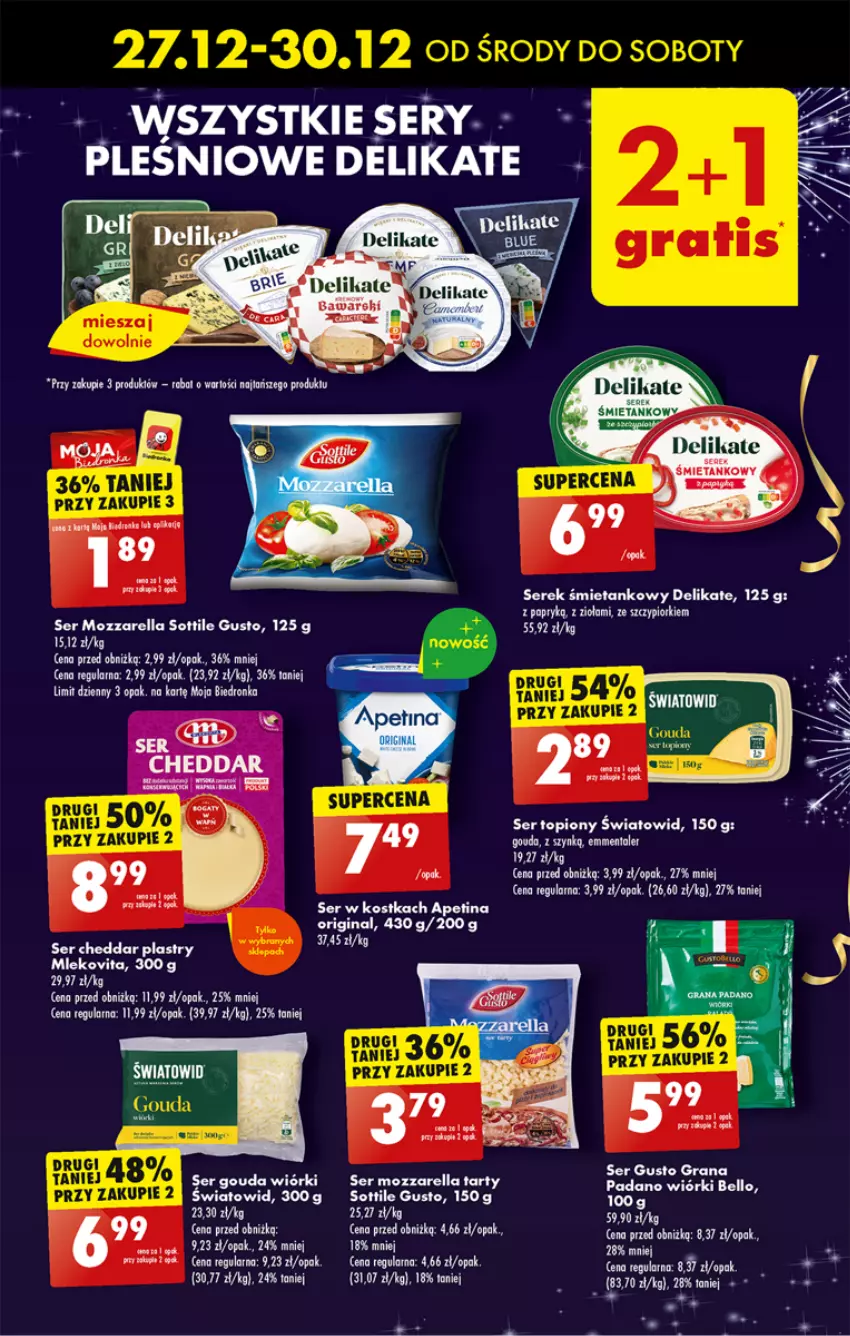 Gazetka promocyjna Biedronka - Sylwester - ważna 27.12 do 30.12.2023 - strona 35 - produkty: Bell, Brie, Cheddar, Fa, Gin, Gouda, Mleko, Mlekovita, Mozzarella, Ser, Ser topiony, Serek, Top