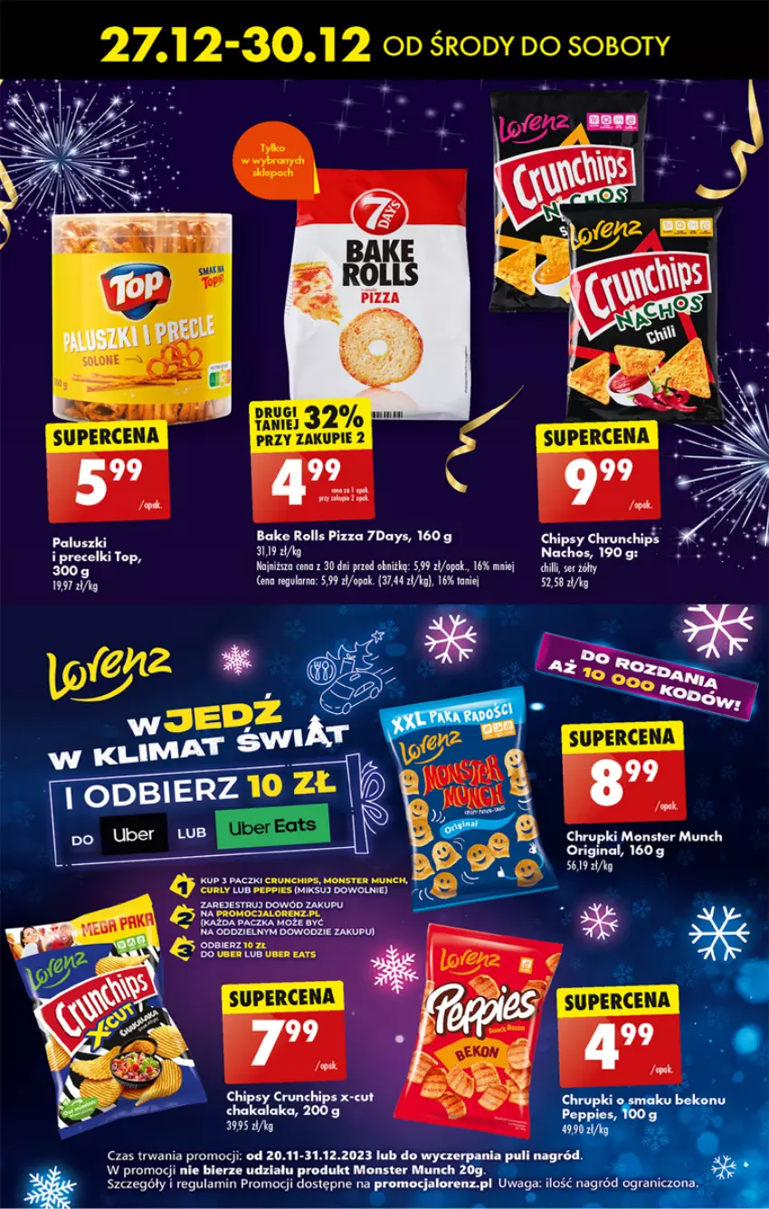 Gazetka promocyjna Biedronka - Sylwester - ważna 27.12 do 30.12.2023 - strona 53 - produkty: Bake Rolls, Chipsy, Chrupki, Crunchips, Fa, Gin, Lorenz, Monster Munch, Pizza, Ser, Top, Waga