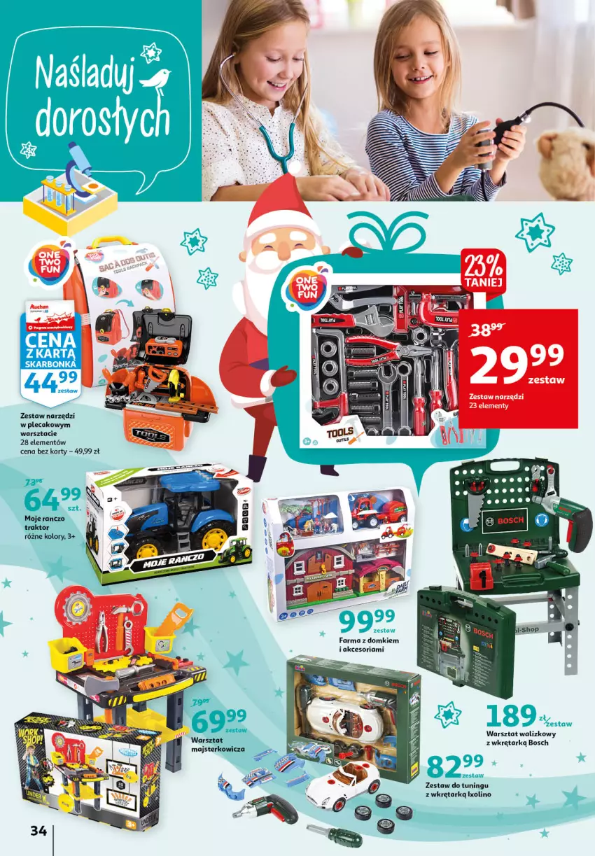 Gazetka promocyjna Auchan - Magia zabawek - ważna 12.11 do 24.11.2021 - strona 34 - produkty: Bosch, Fa, Plecak, Traktor, Wkręt, Zestaw narzędzi