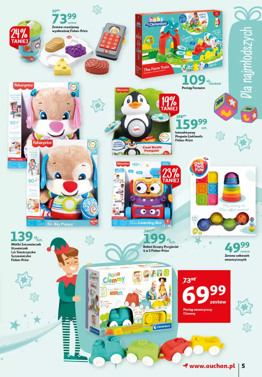 Gazetka promocyjna Auchan - Magia zabawek - ważna 12.11 do 24.11.2021 - strona 5 - produkty: Fa, Fisher-Price, Pingwin, Pociąg, Robot, Szczeniaczek uczniaczek, Tera