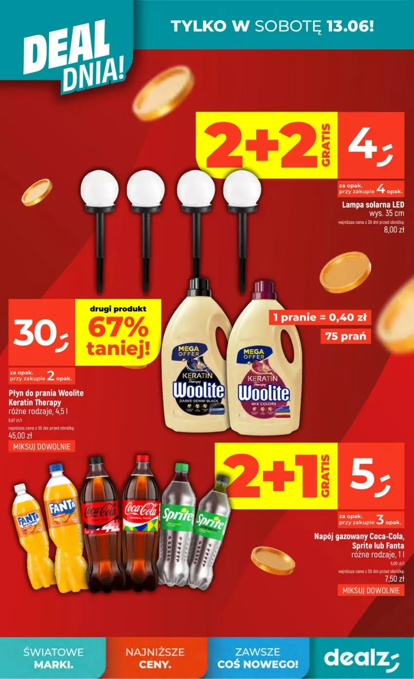 Gazetka promocyjna Dealz - NOWA GAZETKA - ważna 11.06 do 17.06.2026 - strona 4 - produkty: Coca-Cola, Fa, Fanta, Lampa, Napój, Napój gazowany, Płyn do prania, Sprite, Woolite