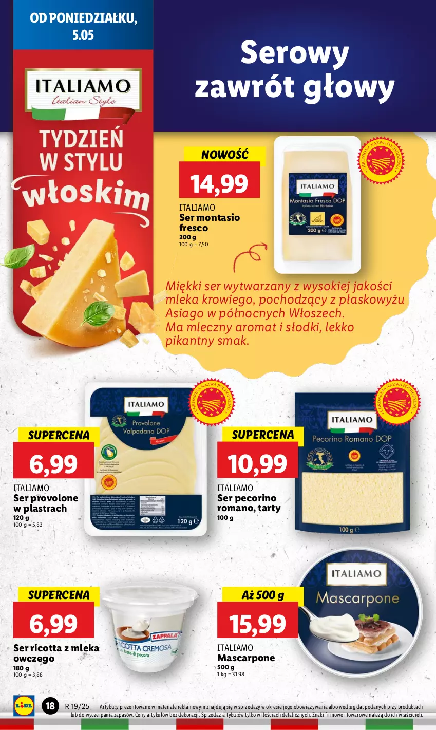 Gazetka promocyjna Lidl - GAZETKA - ważna 05.05 do 07.05.2025 - strona 20 - produkty: Fresco, Mascarpone, Pecorino, Ricotta, Ser, Sok