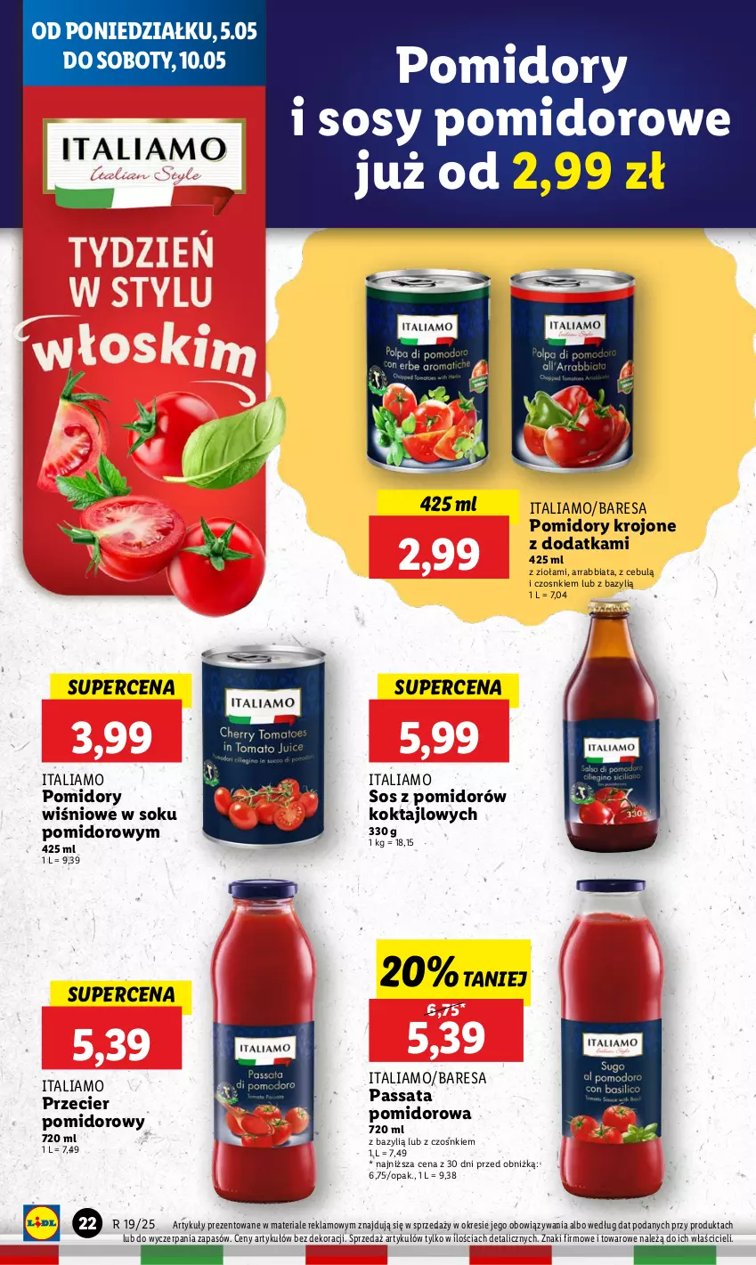 Gazetka promocyjna Lidl - GAZETKA - ważna 05.05 do 07.05.2025 - strona 24 - produkty: Bazyl, Pomidory, Pomidory krojone, Sok, Sos