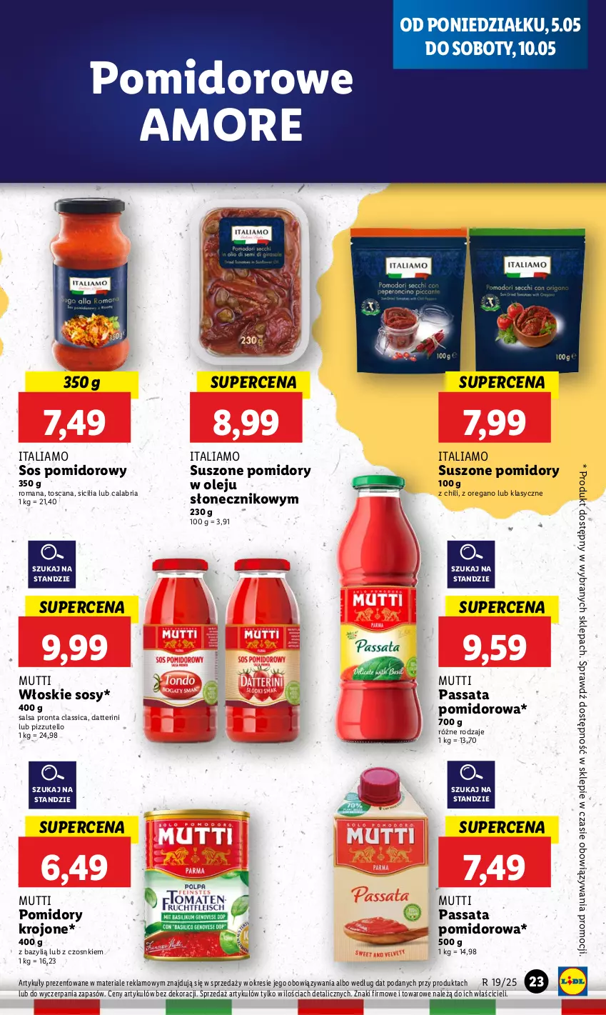 Gazetka promocyjna Lidl - GAZETKA - ważna 05.05 do 07.05.2025 - strona 25 - produkty: Bazyl, Olej, Pomidory, Pomidory krojone, Salsa, Sos, Sos pomidorowy, Suszone pomidory