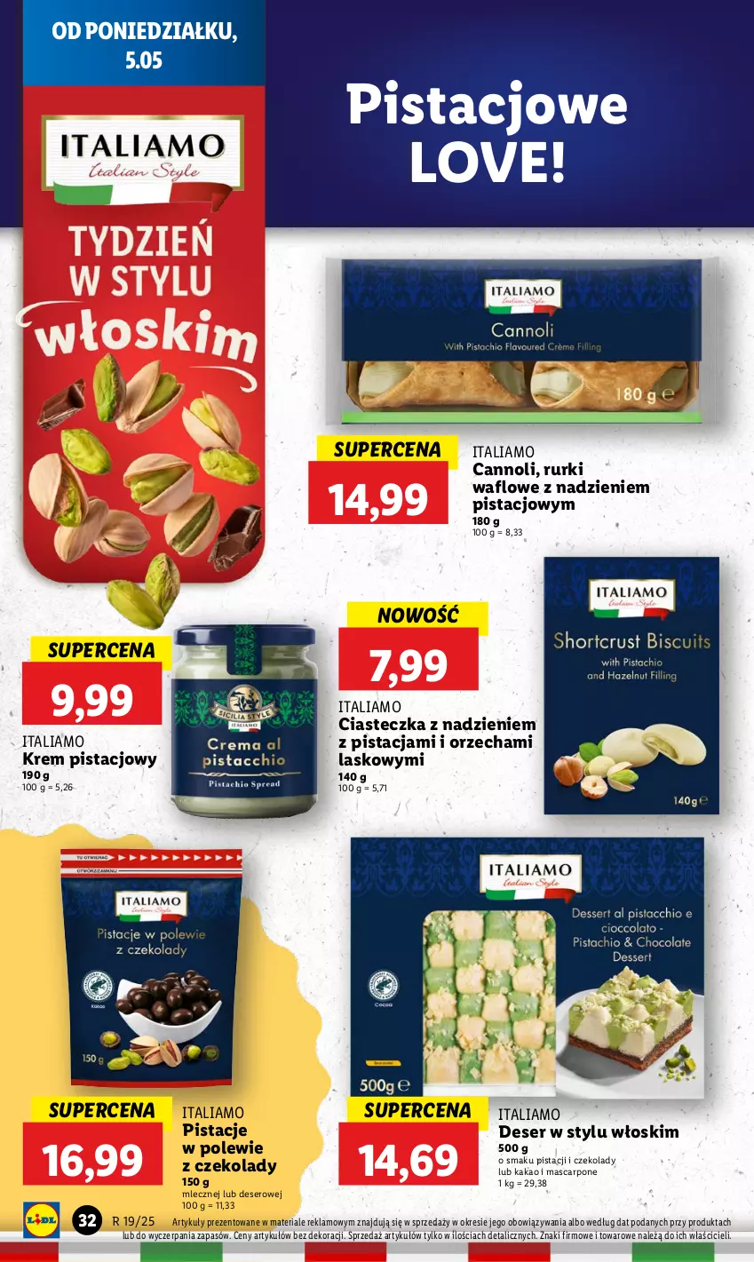 Gazetka promocyjna Lidl - GAZETKA - ważna 05.05 do 07.05.2025 - strona 36 - produkty: Deser, Kakao, Krem pistacjowy, Mascarpone, Pistacje, Rurki, Ser