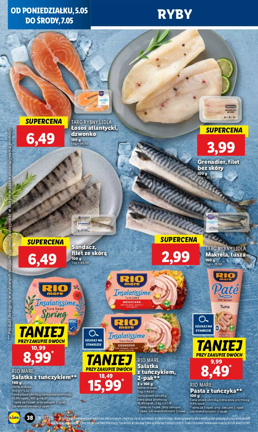 Gazetka promocyjna Lidl - GAZETKA - ważna 05.05 do 07.05.2025 - strona 42 - produkty: Grenadier, Rio Mare, Sałat, Sałatka, Sandacz, Tuńczyk, Tusz