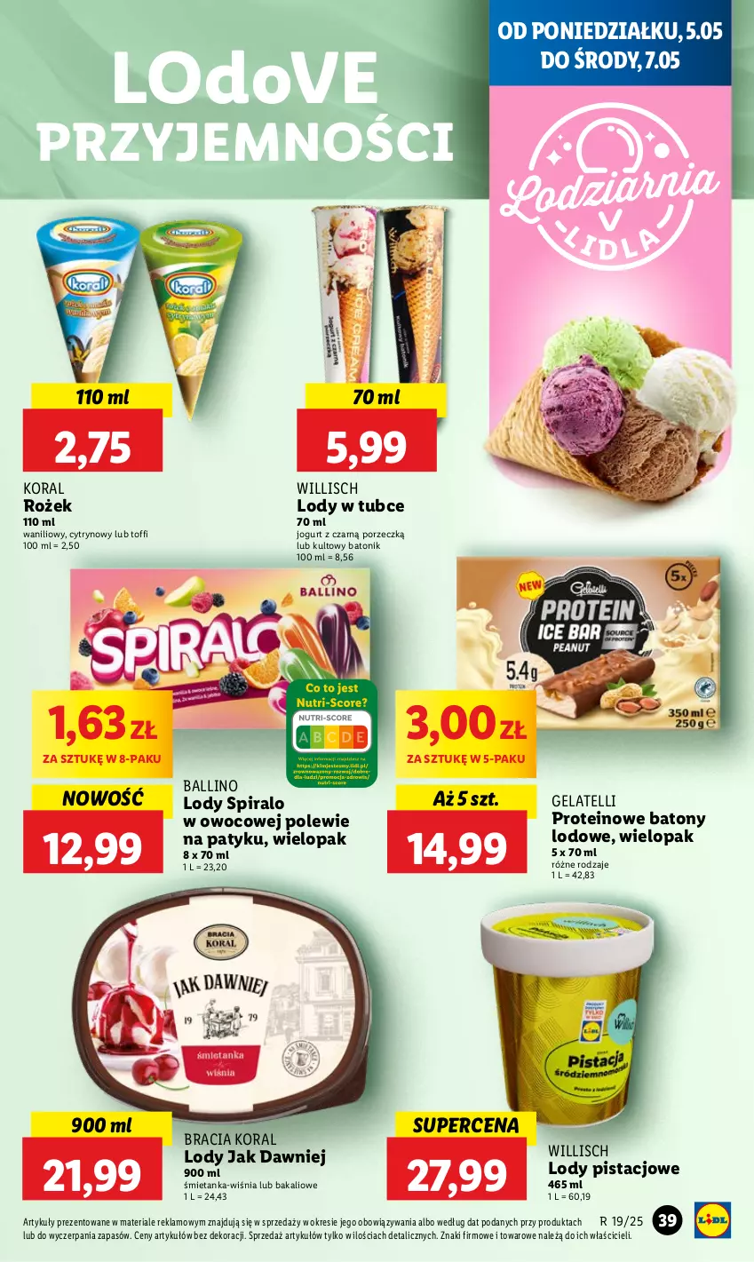 Gazetka promocyjna Lidl - GAZETKA - ważna 05.05 do 07.05.2025 - strona 43 - produkty: Baton, Dove, Jogurt, Lody, Por, Tonik