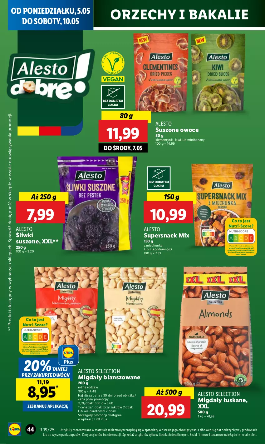Gazetka promocyjna Lidl - GAZETKA - ważna 05.05 do 07.05.2025 - strona 52 - produkty: Banany, Kiwi, Klementynki, Migdały, Migdały łuskane, Owoce