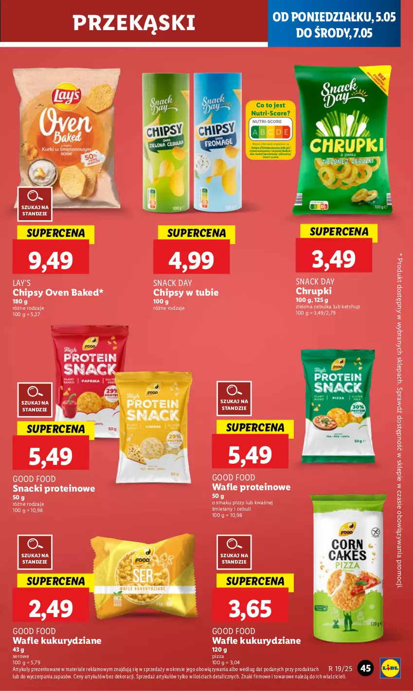 Gazetka promocyjna Lidl - GAZETKA - ważna 05.05 do 07.05.2025 - strona 53 - produkty: Chipsy, Chrupki, Ketchup, Lay’s, Pizza, Ser, Wafle