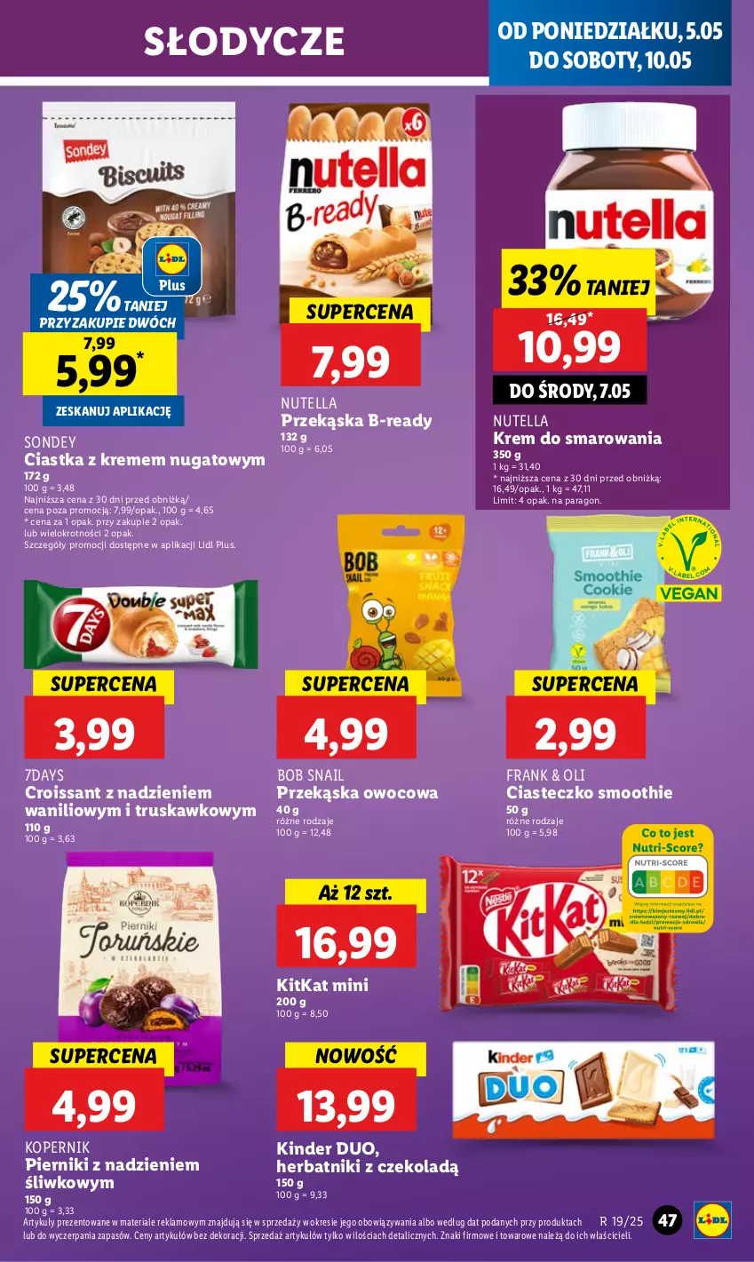 Gazetka promocyjna Lidl - GAZETKA - ważna 05.05 do 07.05.2025 - strona 55 - produkty: Ciastka, Croissant, Herbatniki, Kinder, Nutella, Piernik, Smoothie