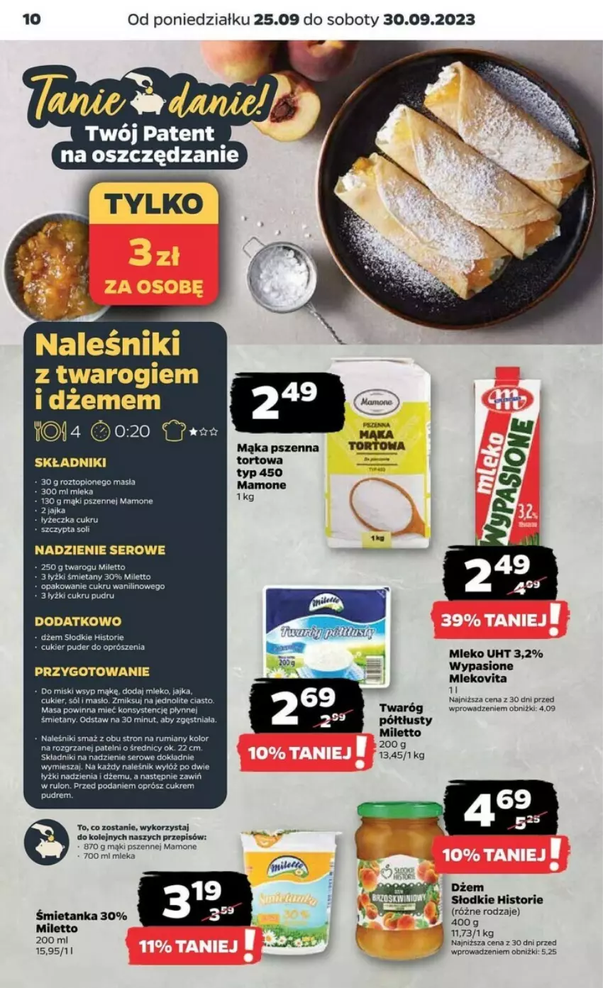 Gazetka promocyjna Netto - ważna 25.09 do 30.09.2023 - strona 2 - produkty: Cukier, Dżem, Fa, Mąka, Mąka pszenna, Masło, Mleko, Mlekovita, Naleśniki, Olej, Puder, Rum, Ser, Sól, Top, Twaróg