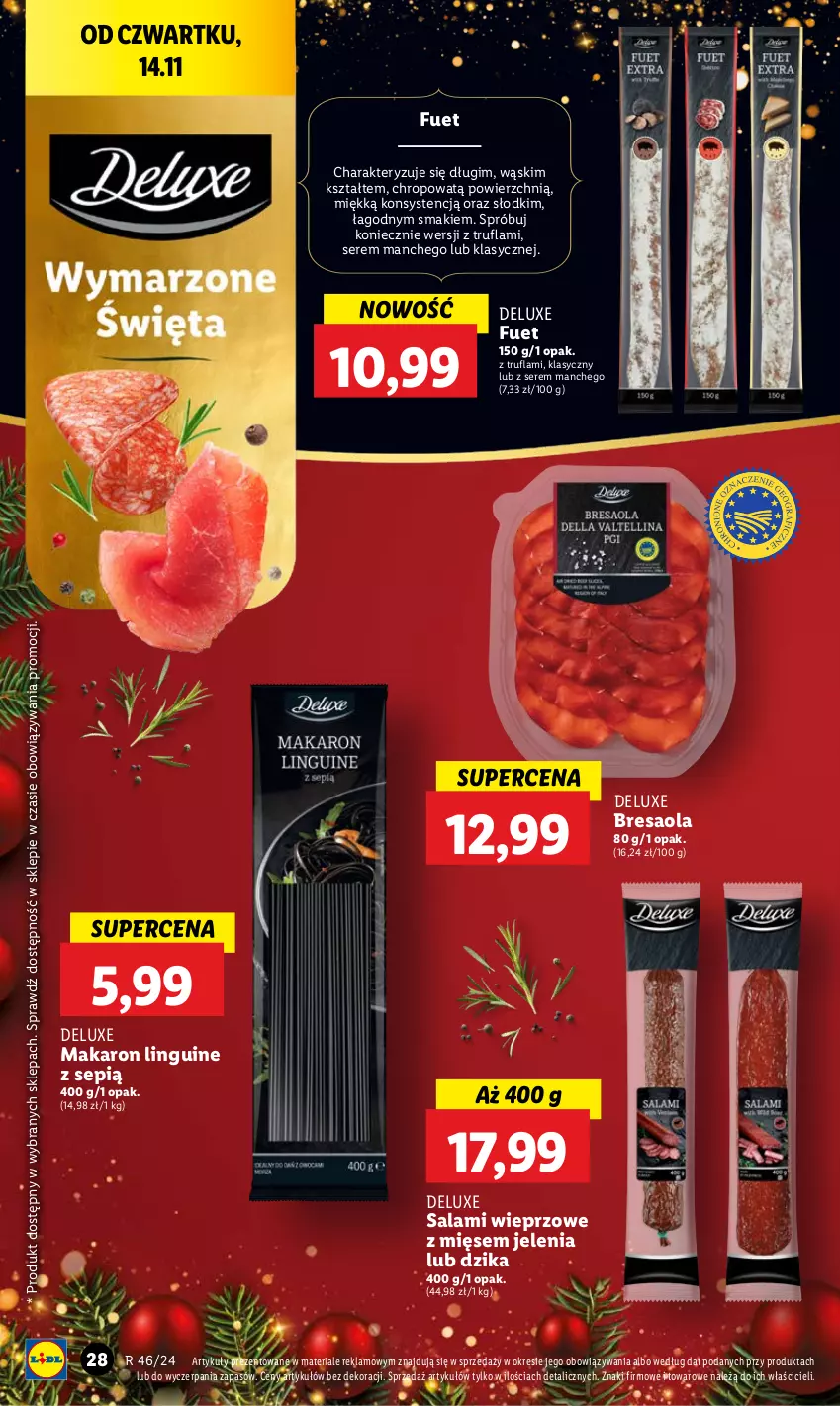 Gazetka promocyjna Lidl - GAZETKA - ważna 14.11 do 16.11.2024 - strona 30 - produkty: Bresaola, Makaron, Salami, Ser